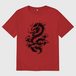 Футболка оверсайз женская Дракон волн, цвет: красный
