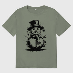 Футболка оверсайз женская Зловещий снеговик, цвет: авокадо