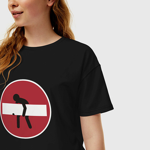 Женская футболка оверсайз Разрешить въезд / Черный – фото 3