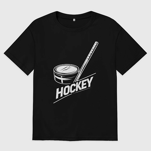 Женская футболка оверсайз Хоккейный инвентарь / Черный – фото 1