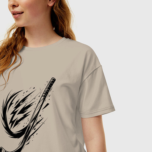 Женская футболка оверсайз Динамичная клюшка / Миндальный – фото 3