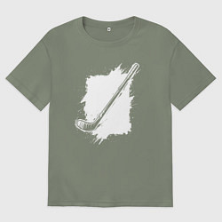 Футболка оверсайз женская Хоккейная клюшка в квадрате, цвет: авокадо