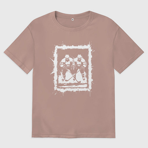 Женская футболка оверсайз Дуэль на льду / Пыльно-розовый – фото 1