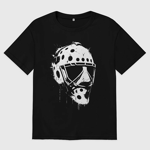 Женская футболка оверсайз Белая хоккейная маска / Черный – фото 1
