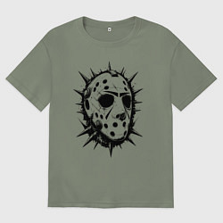 Футболка оверсайз женская Шипастая хоккейная маска, цвет: авокадо