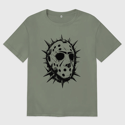 Женская футболка оверсайз Шипастая хоккейная маска / Авокадо – фото 1