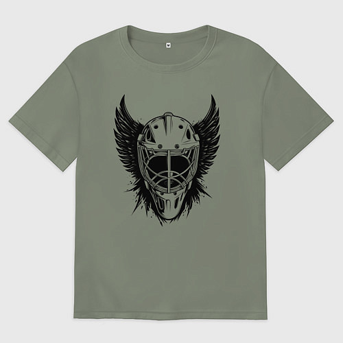 Женская футболка оверсайз Крылатая хоккейная маска / Авокадо – фото 1