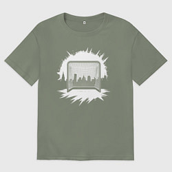 Футболка оверсайз женская Уличная хоккейная рамка, цвет: авокадо