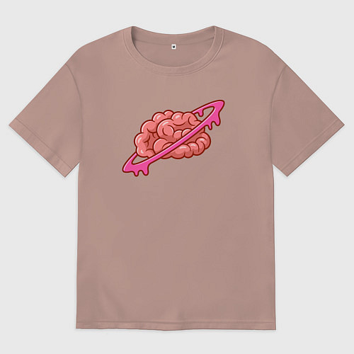 Женская футболка оверсайз Saturn brain / Пыльно-розовый – фото 1