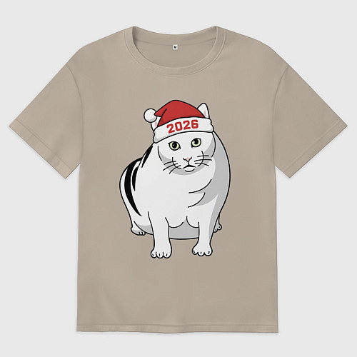 Женская футболка оверсайз Мемный кот Бендер - 2026 / Миндальный – фото 1