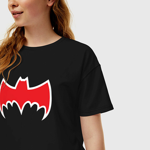 Женская футболка оверсайз Red Batman style / Черный – фото 3