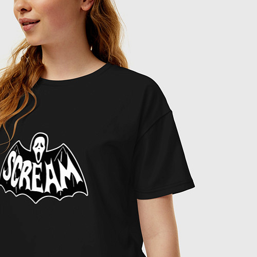 Женская футболка оверсайз Scream bat / Черный – фото 3