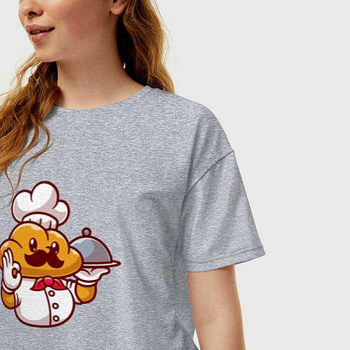 Женская футболка оверсайз Повар батон / Меланж – фото 3