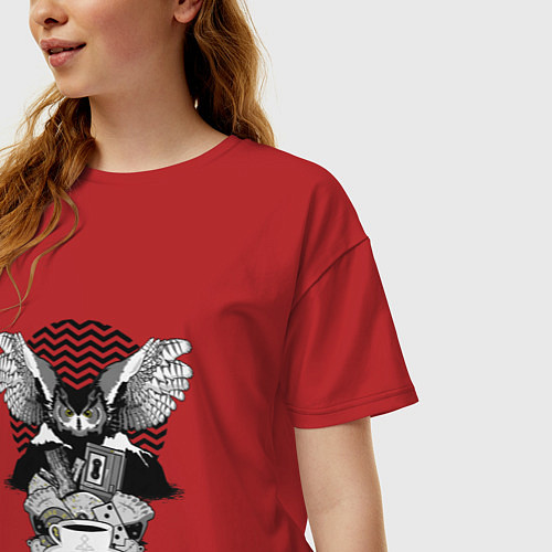 Женская футболка оверсайз Twin Peaks symbols / Красный – фото 3