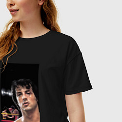 Футболка оверсайз женская Рокки Бальбоа, цвет: черный — фото 2