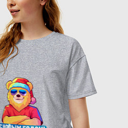 Футболка оверсайз женская Новогодний медведь, цвет: меланж — фото 2