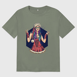 Футболка оверсайз женская Снегурочка, цвет: авокадо