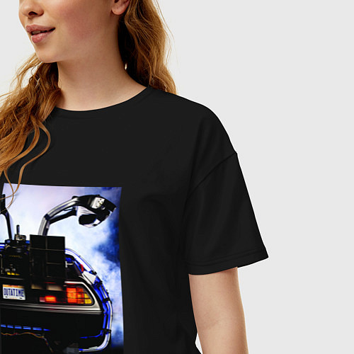 Женская футболка оверсайз Out a time / Черный – фото 3