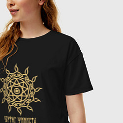 Футболка оверсайз женская Славянский чертог финиста, цвет: черный — фото 2