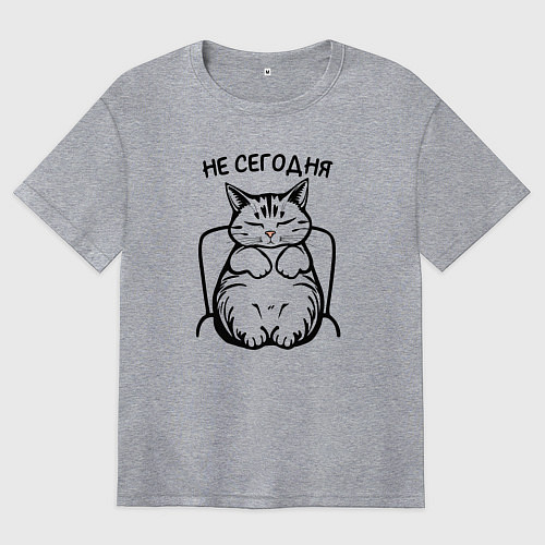 Женская футболка оверсайз Кот - не сегодня / Меланж – фото 1