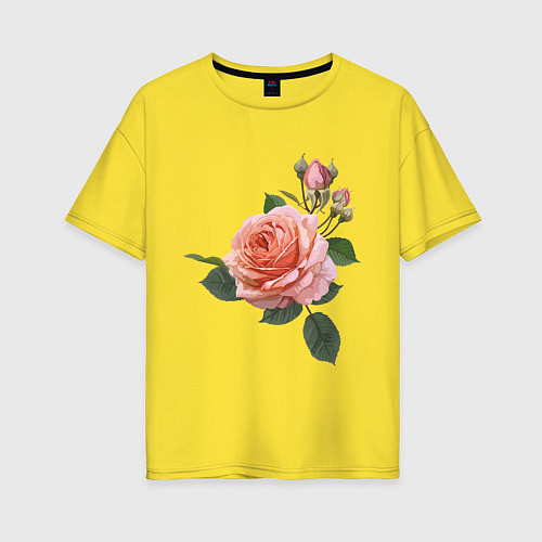 Женская футболка оверсайз Розовые розы / Желтый – фото 1