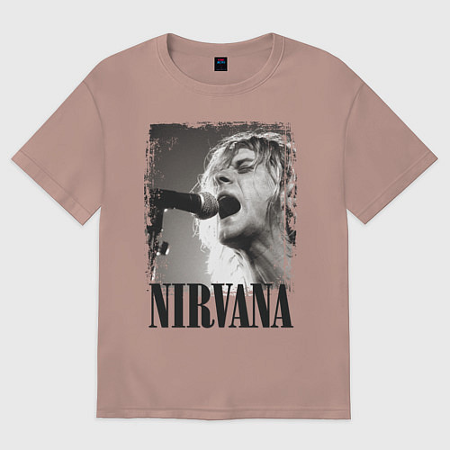 Женская футболка оверсайз Кобейн поет / Пыльно-розовый – фото 1