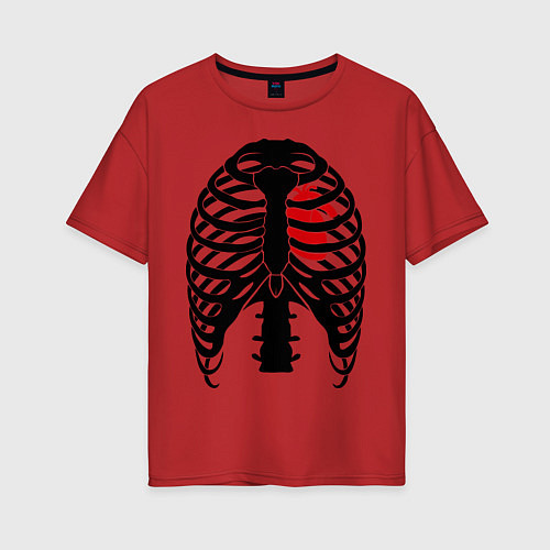 Женская футболка оверсайз Ребра с сердцем / Красный – фото 1