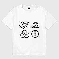 Футболка оверсайз женская Led Zeppelin: symbols, цвет: белый