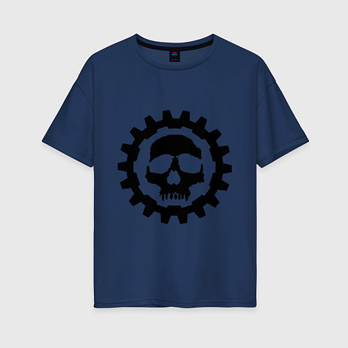 Женская футболка оверсайз Череп в стиле стим панк / Тёмно-синий – фото 1