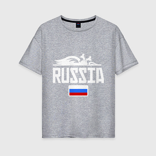 Женская футболка оверсайз Russia / Меланж – фото 1