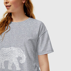 Футболка оверсайз женская Расписной слон, цвет: меланж — фото 2