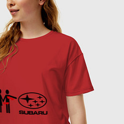 Футболка оверсайз женская I love subaru, цвет: красный — фото 2