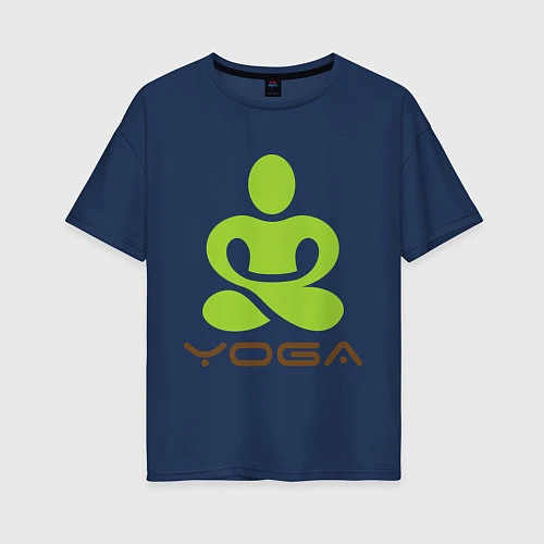Женская футболка оверсайз Йога - это здоровье / Тёмно-синий – фото 1