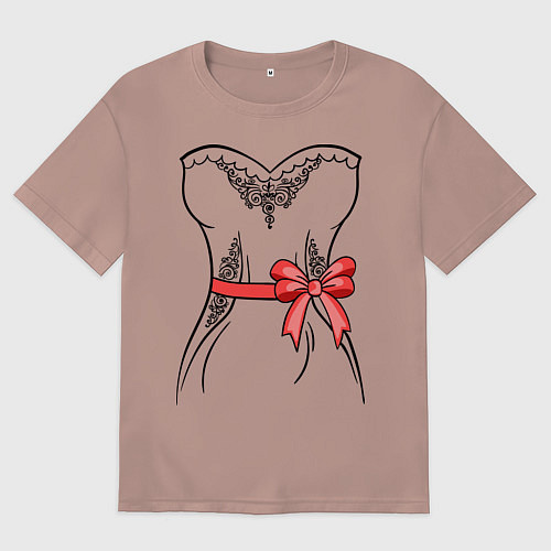 Женская футболка оверсайз Платье невесты / Пыльно-розовый – фото 1