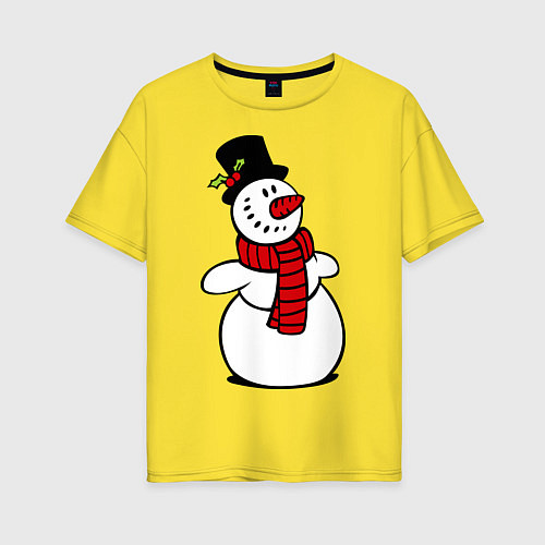 Женская футболка оверсайз Весёлый снеговик / Желтый – фото 1