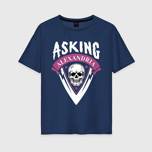 Женская футболка оверсайз Asking Alexandria: Skull Fang / Тёмно-синий – фото 1