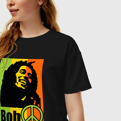 Женская футболка оверсайз Bob Marley: Jamaica / Черный – фото 3