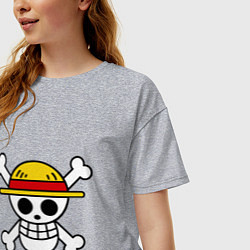 Футболка оверсайз женская Флаг Луффи, цвет: меланж — фото 2