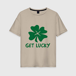 Футболка оверсайз женская Get lucky, цвет: миндальный