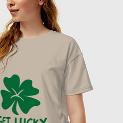 Футболка оверсайз женская Get lucky, цвет: миндальный — фото 2