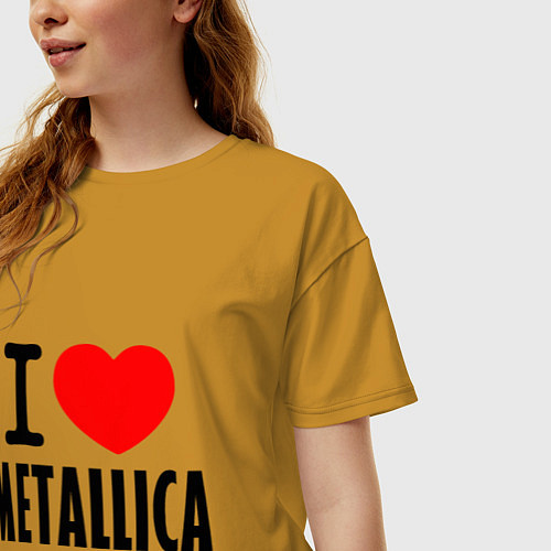 Женская футболка оверсайз I love Metallica / Горчичный – фото 3