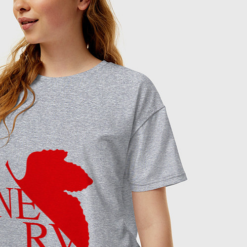 Женская футболка оверсайз Евангелион NERV / Меланж – фото 3