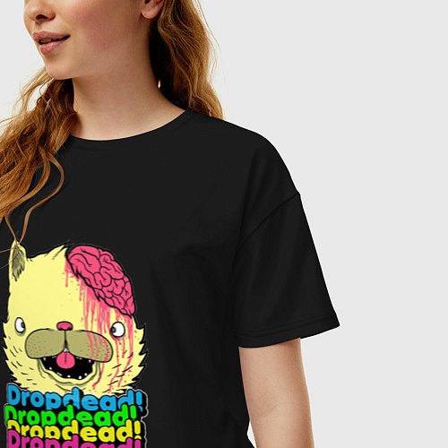 Женская футболка оверсайз Dropdead Kitty / Черный – фото 3