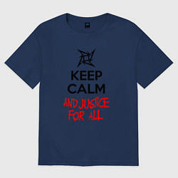 Футболка оверсайз женская Keep Calm & Justice For All, цвет: тёмно-синий