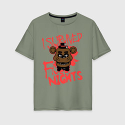 Футболка оверсайз женская I Survived Five Night, цвет: авокадо