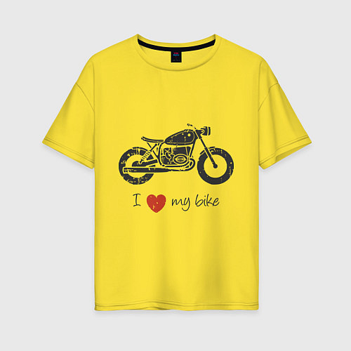 Женская футболка оверсайз Люблю свой байк / Желтый – фото 1