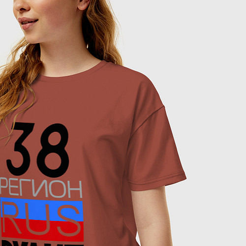 Женская футболка оверсайз 38 регион рулит / Кирпичный – фото 3