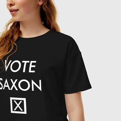 Женская футболка оверсайз Vote Saxon / Черный – фото 3