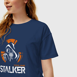 Футболка оверсайз женская STALKER: Online, цвет: тёмно-синий — фото 2