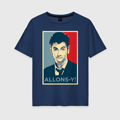 Женская футболка оверсайз Allons-y Poster / Тёмно-синий – фото 1